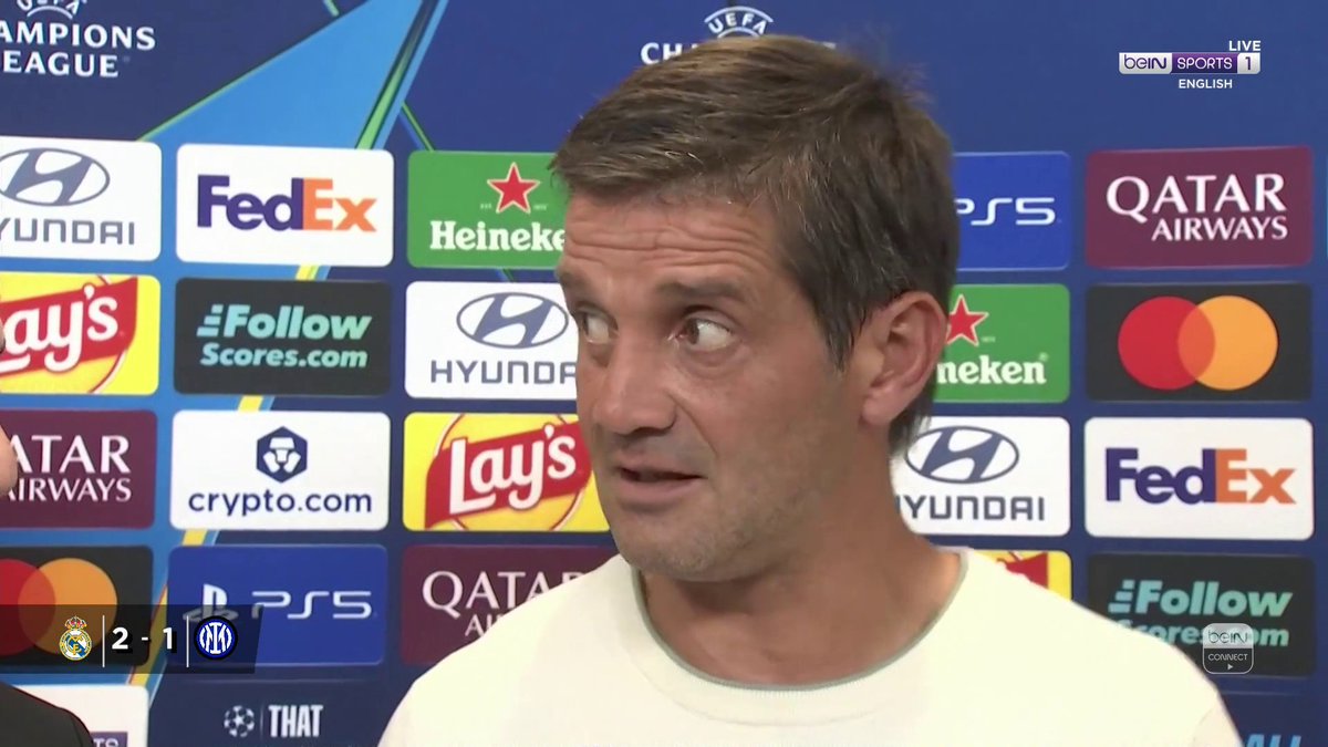 🗣️ "The personality, the courage we had... I'm pleased that we believed until the end and stayed in the game." Inter ⭐⭐ manager Cristian Chivu reflects on his side's 2-1 defeat at the Bernabeu. 🎤 Adriano Del Monte #UCL | #Inter