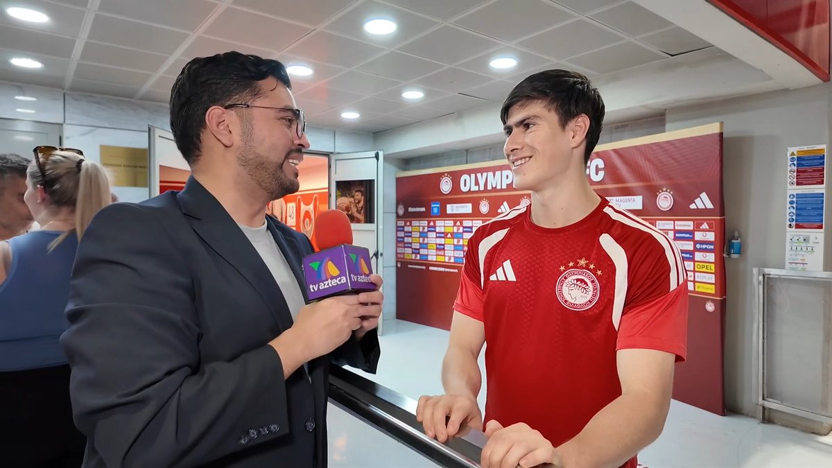 Armando González con Azteca Deportes, tras su primer partido en casa en el futbol europeo 🚨 'La Hormiga' platicó las sensaciones tras anotar DOS goles y UNA asistencias en su debut dentro del Estadio Georgios Karaiskakis. Además, el delantero mexicano compartió como se ha adaptado a Grecia... ya tiene hasta mascotas 😺🐢