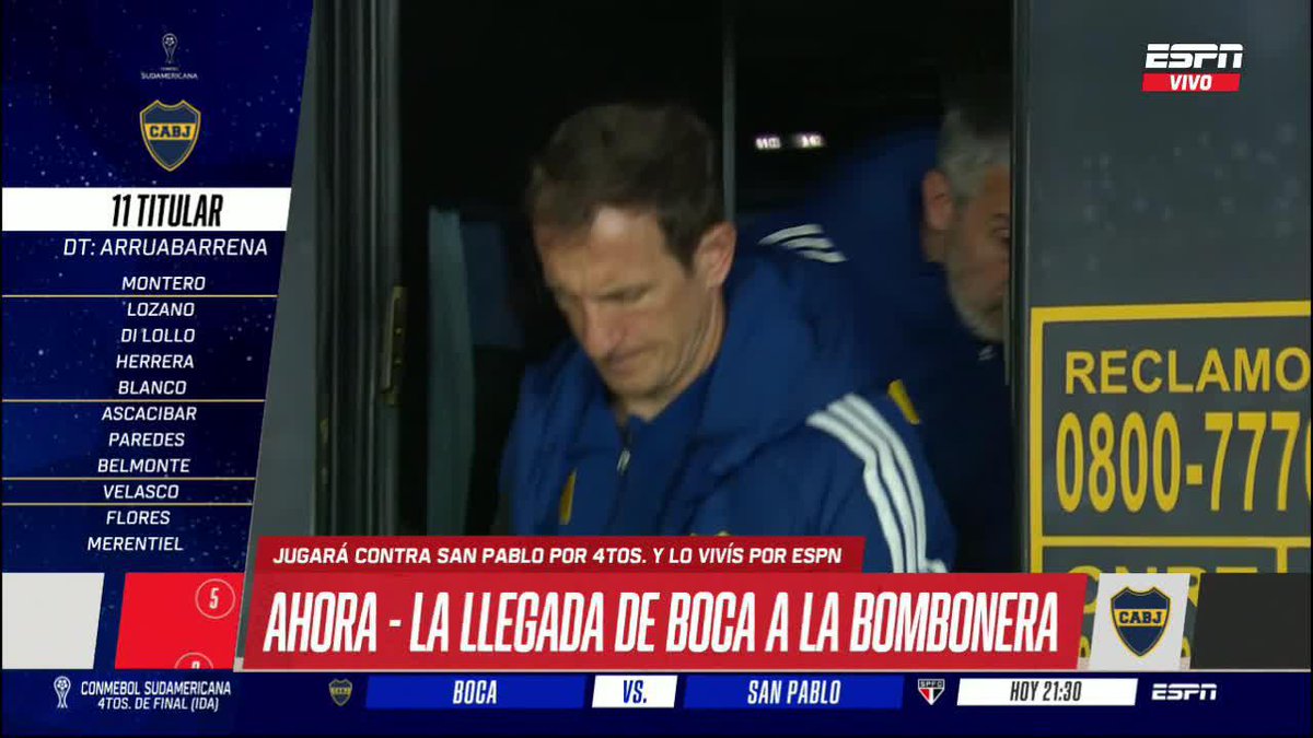 🔵🟡🔵 ¡BOCA YA ESTÁ EN LA BOMBONERA! El equipo de Arruabarrena pone primera en los cuartos de final de la CONMEBOL #Sudamericana. ▶️ Mirá #ESPNEquipoF en el Plan Premium de #DisneyPlus