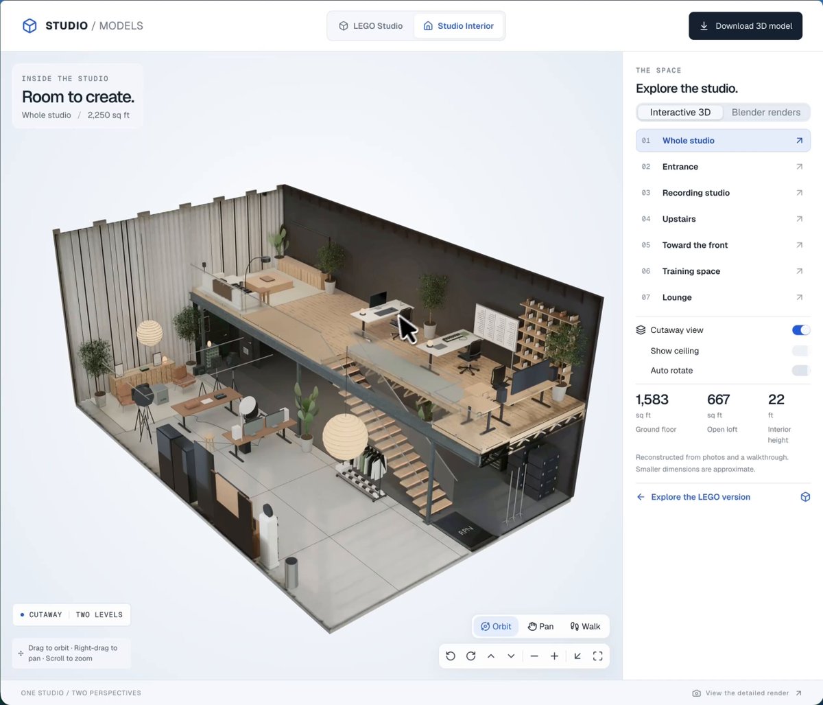 I fed GPT-6 Astra 9 crappy photos of my studio and it was able to understand the spatial arrangement, stitch them together and create a fully interactive 3D model of the space. Absurd. I'll link it below so you can check it out for yourself: