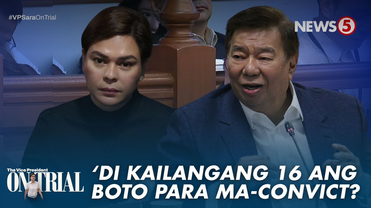 ‘NOT 16… 2/3 OF ALL THOSE WHO ARE AVAILABLE’ Naniniwala si dating senate president Franklin Drilon na ang dapat maging batayan sa voting threshold sa impeachment trial ni Vice Pres. Sara Duterte ay ang bilang lang ng mga senator-judges na nakakadalo sa pagdinig. Paliwanag ni Drilon, malinaw sa Saligang Batas na kailangan ang boto ng 2/3 ng lahat ng present members ng Senado para sa conviction sa impeachment case. #VPSaraOnTrial