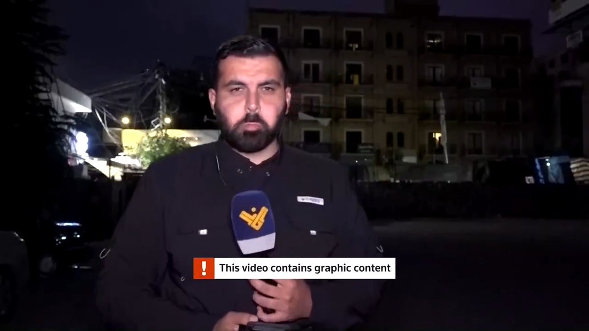 WARNING: GRAPHIC CONTENT Al-Manar TV correspondent Ali Chbib was preparing to go on air when a reported Israeli strike hit near him, footage shared by the Hezbollah-affiliated TV channel showed