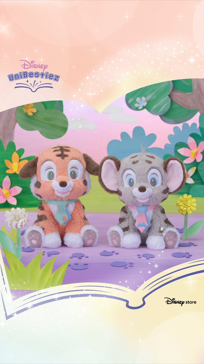 #ディズニーストア の オリジナルキャラクター 「UniBestiez (#ユニべスティーズ)」✨ ⠀ 今回は、 新しく図鑑の世界で出会った 🐯💚フゥ タイガー 🐯💗リミ タイガー をご紹介🎶 ⠀ 🔽新しい友だちのプロフィールをチェック🔽