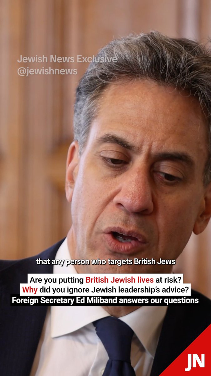 EXCLUSIVE Jewish News 🔴 We sat down with Foreign Secretary Ed Miliband after sanctions imposed on Israeli settlements and asked him: Are you putting Jewish lives at risk by doing this? And after speaking to the JLC, Board of Deputies and Chief Rabbi among others, why did you ignore their advice? Interview by lee harpin
