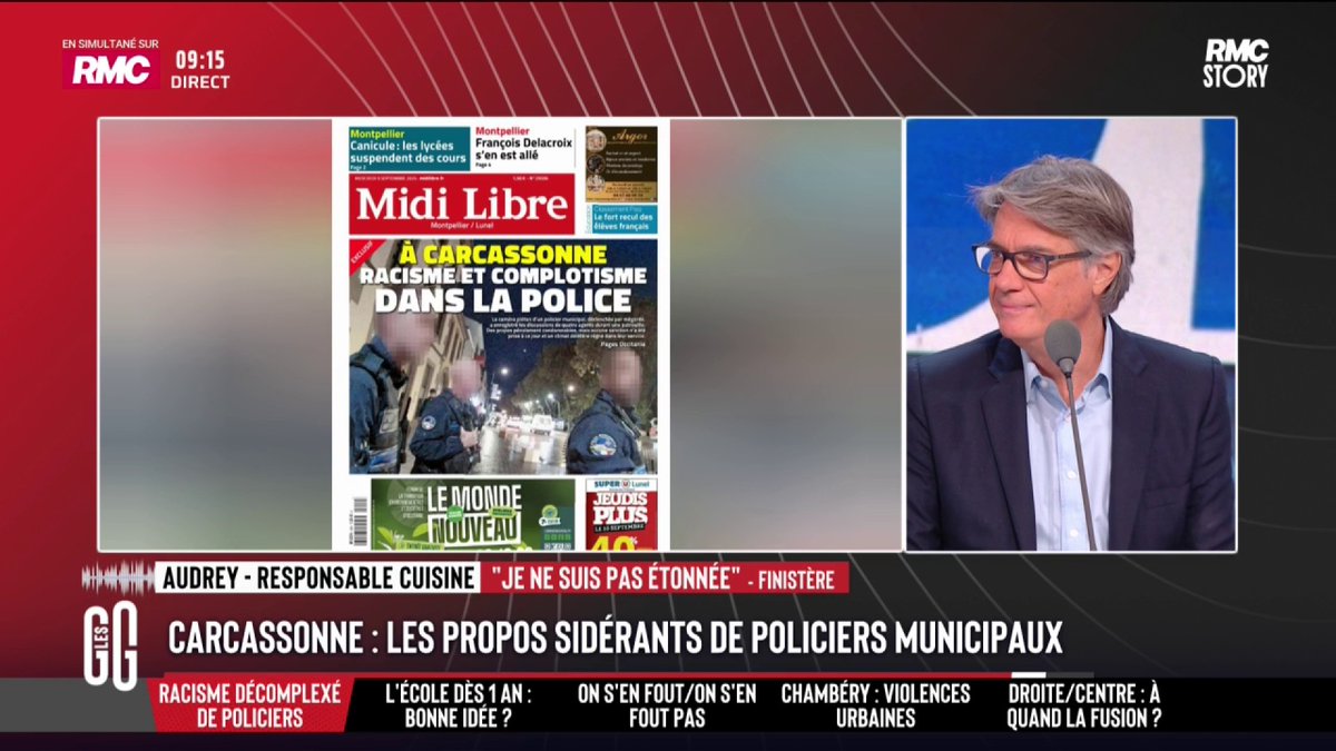 🇫🇷👮♀️ FLASH | Propos racistes de policiers à Carcassonne : "Ça ne m’étonne pas. Ma fille a fait un stage dans la police. Le premier jour, elle voulait arrêter. Ils tenaient des propos racistes et sexistes. Ma fille avait 13 ans..." affirme Audrey