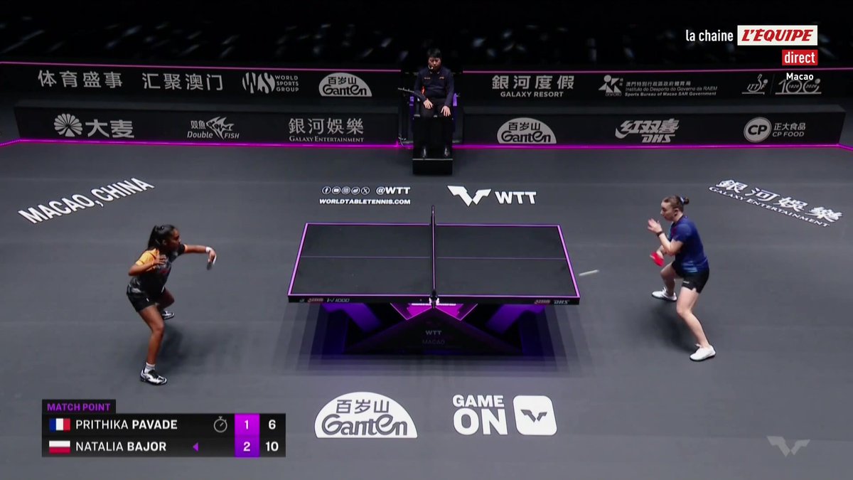Prithika Pavade éliminée d'entrée au WTT Champions de Macao par Natalia Bajor ! #lequipePING