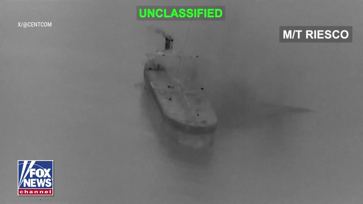 A massive blast tears through an Iranian tanker before the vessel sinks into the Gulf of Oman as the U.S. military releases new footage of its latest strikes. CENTCOM says its forces destroyed the M/T Riesco in response to attempted IRGC attacks on a U.S. Navy warship. The military says it destroyed five Iranian crude oil carriers Tuesday, accusing the vessels of operating as part of a shadow network that funds the IRGC and its regional proxies.
