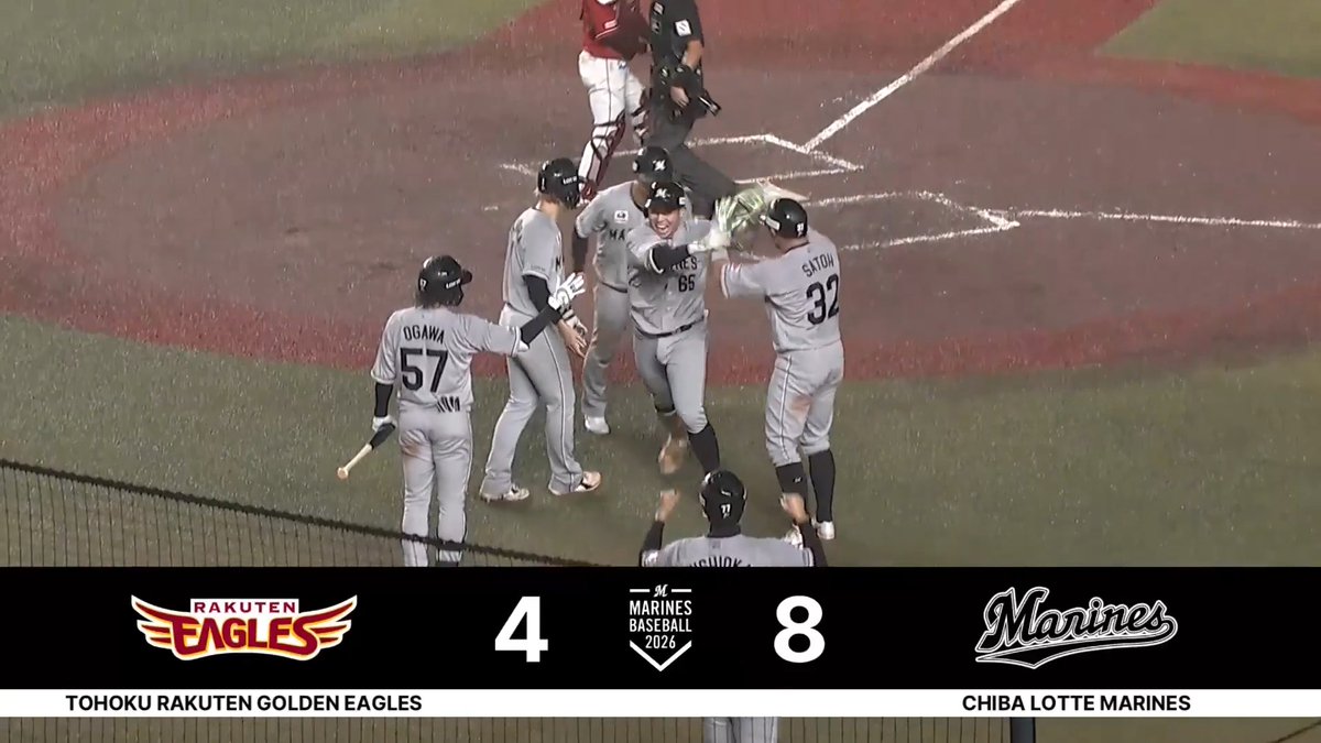 雨を切り裂く劇的グランドスラム👏 千葉ロッテ 寺地隆成 選手の第5号勝ち越し満塁ホームラン🌈
