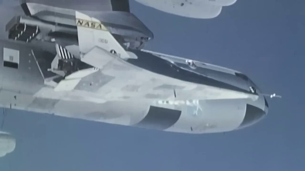 On August 1, 1973, NASA pilot John Manke flew the first glide of the X-24B after a B-52 drop at Edwards Air Force Base. The aircraft was the X-24A rebuilt as a 37-foot 6-inch double-delta lifting body with a 19-foot 2-inch span. A Reaction Motors XLR-11 rocket of about 9,800 pounds of thrust powered 24 of its 36 flights through November 26, 1975. Michael V. Love reached 1,164 mph on October 25, 1974. John Manke reached 74,100 feet on May 22, 1975. In August 1975 it made two unpowered landings on the Edwards concrete runway. The X-24B is at the National Museum of the United States Air Force. 🫡