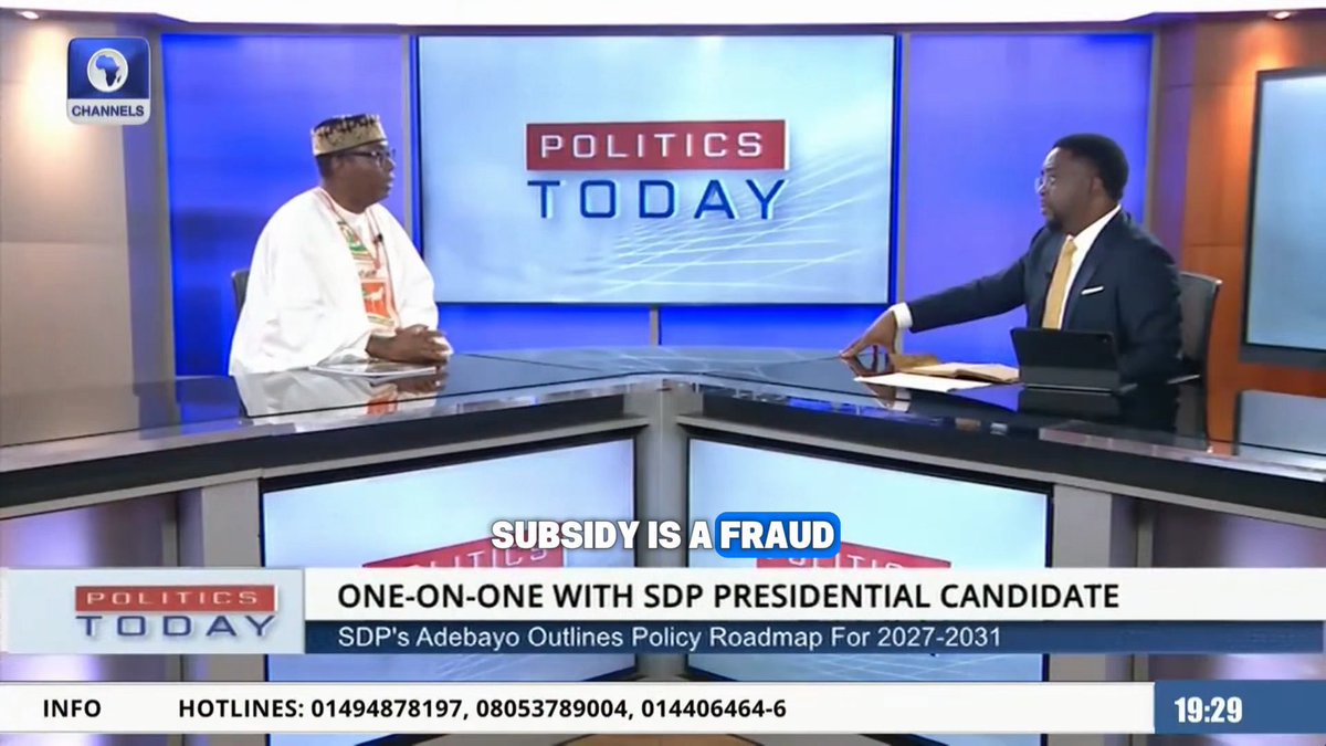 “APC will come last.” — Adewole Adebayo, SDP Presidential Candidate, makes his prediction for 2027.