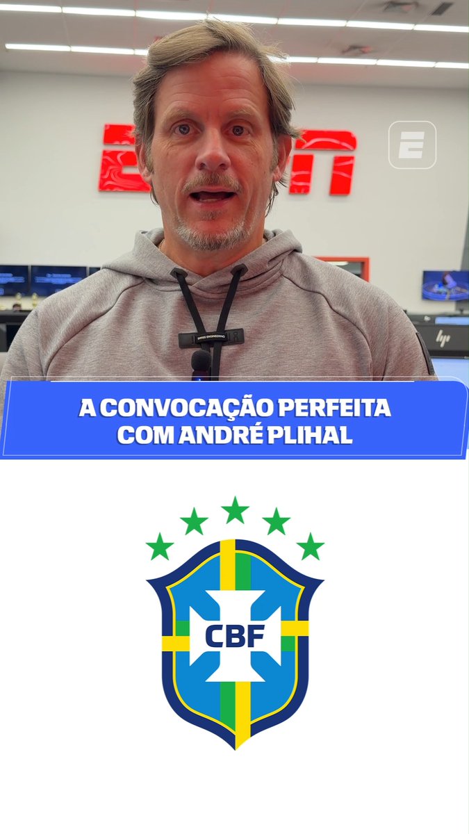 A CONVOCAÇÃO PERFEITA DO André Plihal� Nesta quarta (9), o técnico Carlo Ancelotti faz a primeira convocação da Seleção Brasileira pós-Copa, e André Plihal montou a lista com os jogadores que, para ele, deveriam fazer parte deste novo ciclo. Concorda com ele, fã de esportes? #FutebolNaESPN #SelecaoBrasileira
