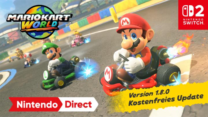 Ein kostenfreies Update für #MarioKartWorld startet mit Vollgas... direkt nach der heutigen #NintendoDirect! ☑️ 10 Strecken aus Super Mario Kart nun in Versus-Rennen spielbar ☑️ Zwei neue Rallyes in der K.-o.-Tour