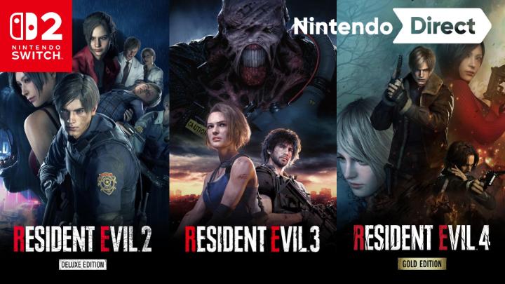 Resident Evil 2 Deluxe Edition, Resident Evil 3, and Resident Evil 4 Gold Edition are coming to Nintendo Switch 2! Play all three remakes starting Oct 16. #NintendoDirect Resident Evil