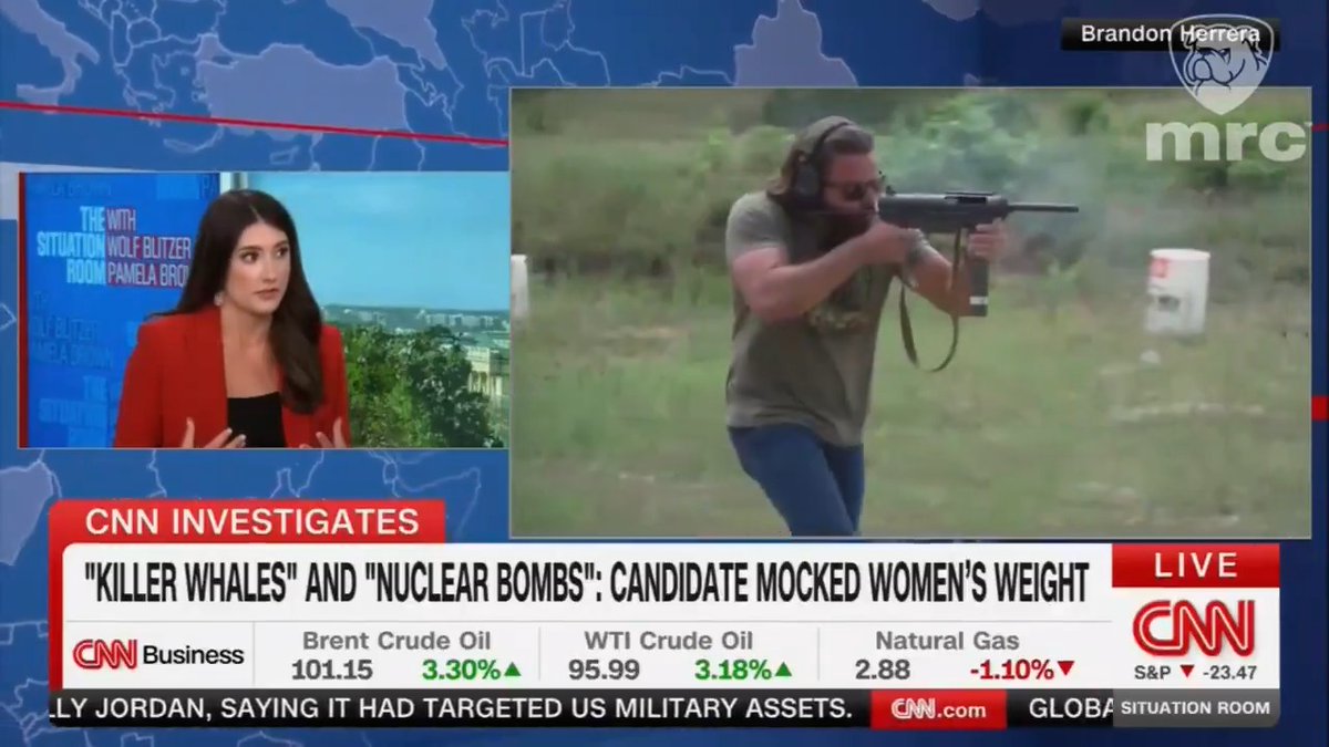 CNN's liberal "journalists" get butt hurt over guntuber and GOP congressional nominee Brandon Herrera (Brandon Herrera) making jokes about fat, blue-haired feminists. In a possibly defamatory statement, they suggest that Herrera fits the patterns of someone who will become a domestic terrorist: "When looking back at folks who commit political violence and extremism, if you look at their search history on the internet, it's often because they've been consuming a lot of misogynistic online content, whether that be on YouTube, podcasts, or social media. There's often that connective through line."