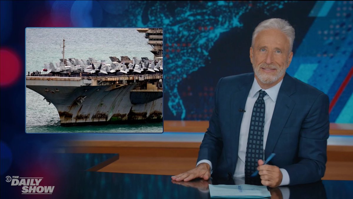 Jon Stewart on the rust-covered USS Lincoln: "The actual Abraham Lincoln is in better shape than this ship."