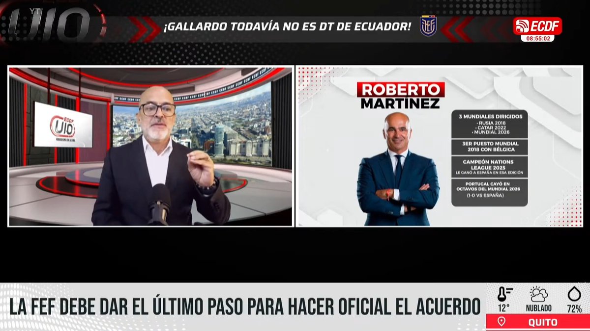 "MARTÍNEZ LE DIJO A LA FEF QUE VIVIRÁ CON TODA SU FAMILIA EN ECUADOR, PERO LA PRIORIDAD SIGUE SIENDO GALLARDO" 🇪🇨🚨 🎙️ oscarportillasports revela novedades sobre la reunión en España y la llegada del nuevo DT de Ecuador. #UIOxECDF 📲 Mira el programa: