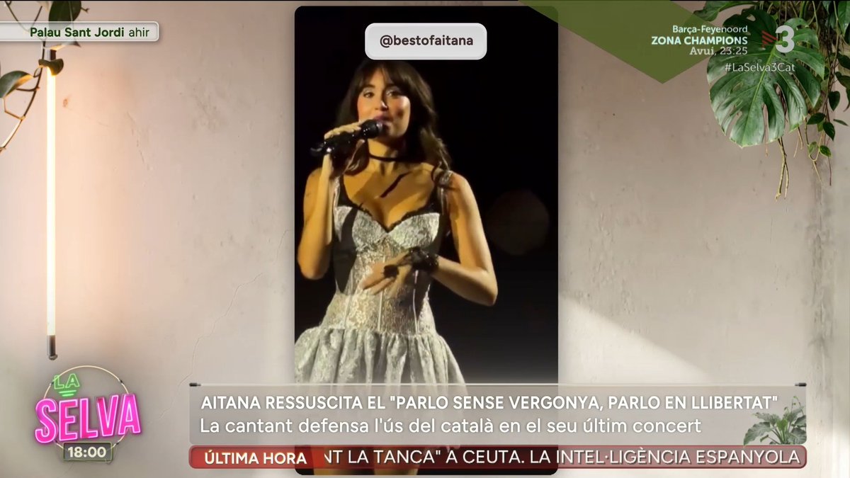 🟢 “Referents com Aitana poden ajudar a posar de moda entre els més joves parlar en català” La cantant de Sant Climent de Llobregat va fer aquest discurs ahir al seu últim concert al Palau Sant Jordi. #LaSelva3Cat ▶