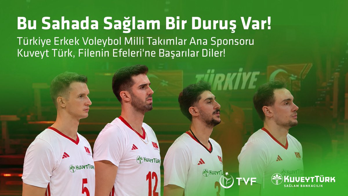 Sağlam Ruh, Sağlam Duruş, Sağlam Taraftar 🇹🇷 Türkiye Erkek Voleybol Milli Takımlar Ana Sponsoru Kuveyt Türk olarak, spora ve sporcumuza güç vermeye, milli heyecanı birlikte paylaşmaya devam ediyoruz. Filenin Efeleri’ne Avrupa Şampiyonası’nda başarılar dileriz!