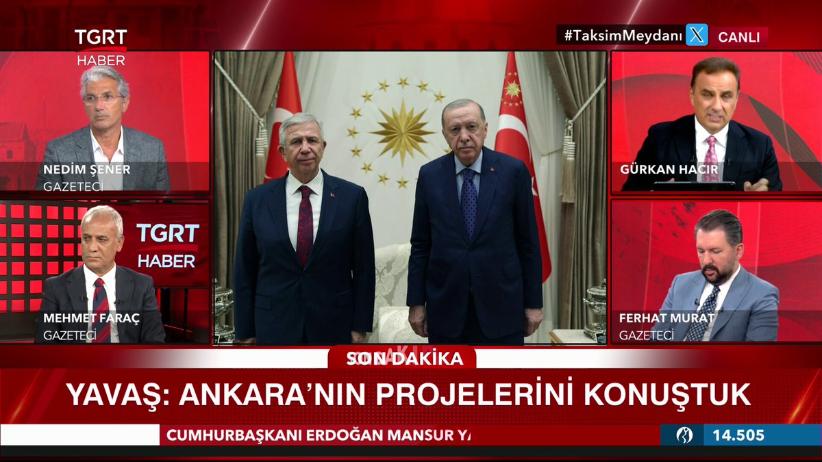 📌 “1. kaynağa göre Mansur Yavaş CHP'den istifa edecek” 🗣️Gürkan Hacır: “2. kaynağımın da iddiasına göre Mansur Yavaş AK Parti’ye geçecek.” #TaksimMeydanı 📺 gürkan hacır