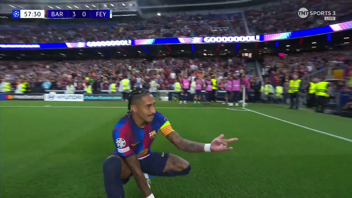 Precision from Pedri, ruthless from Raphinha 🎯 The Brazilian gets his second of the game ✌️ 📺 Watch on TNT Sports &amp; HBO Max