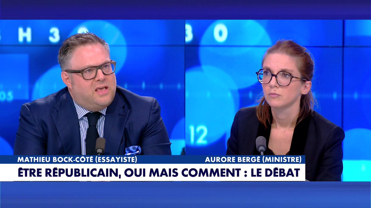 Mathieu Bock-Côté débat avec Aurore Bergé, ministre chargée de la Lutte contre les discriminations, dans #Facealinfo Toute l'info est à retrouver sur