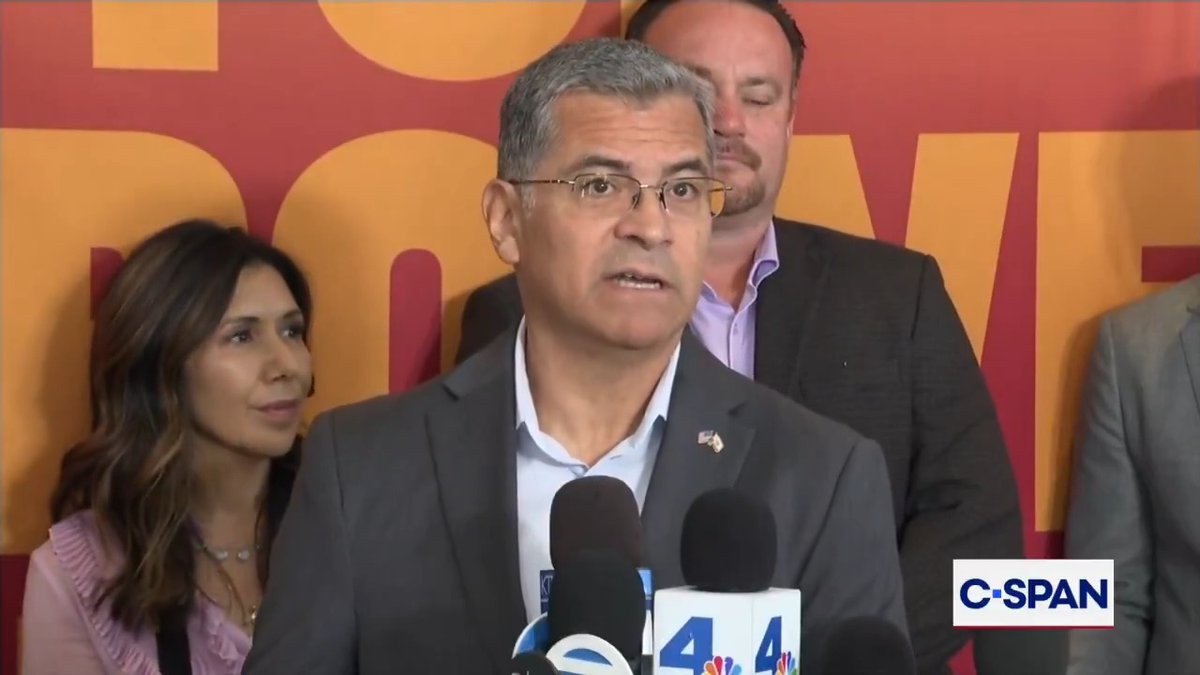 Candidate for California governor Xavier Becerra (D) says President Trump has made California's prop. 39 about himself by encouraging voter ID laws and saying that he is on the ballot: "We're not saying it, he's saying it."