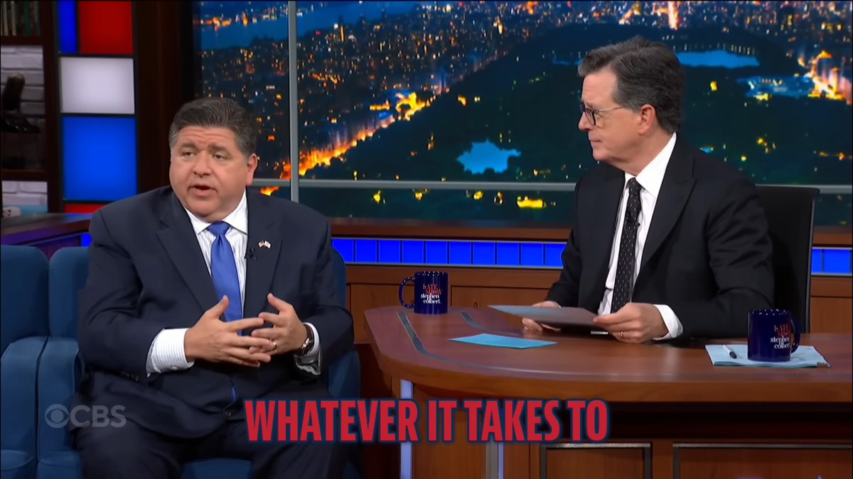 JB Pritzker is in Texas campaigning against the 2026 gerrymander. Here’s Pritzker on Colbert defending Illinois’ 2021 gerrymander. Roll the tape.