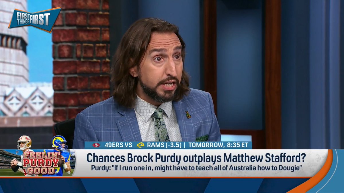 “I think the Rams are going to have such an easy go of it offensively against this team that I think it’s gonna be very difficult for Purdy to match Stafford’s production.” nick wright explains: