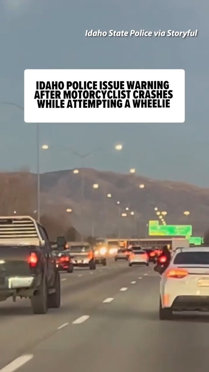 🤕💥 Idaho Police issued a warning through social media after a motorcyclist crashed while attempting a wheelie. 🎥: Idaho State Police via Storyful