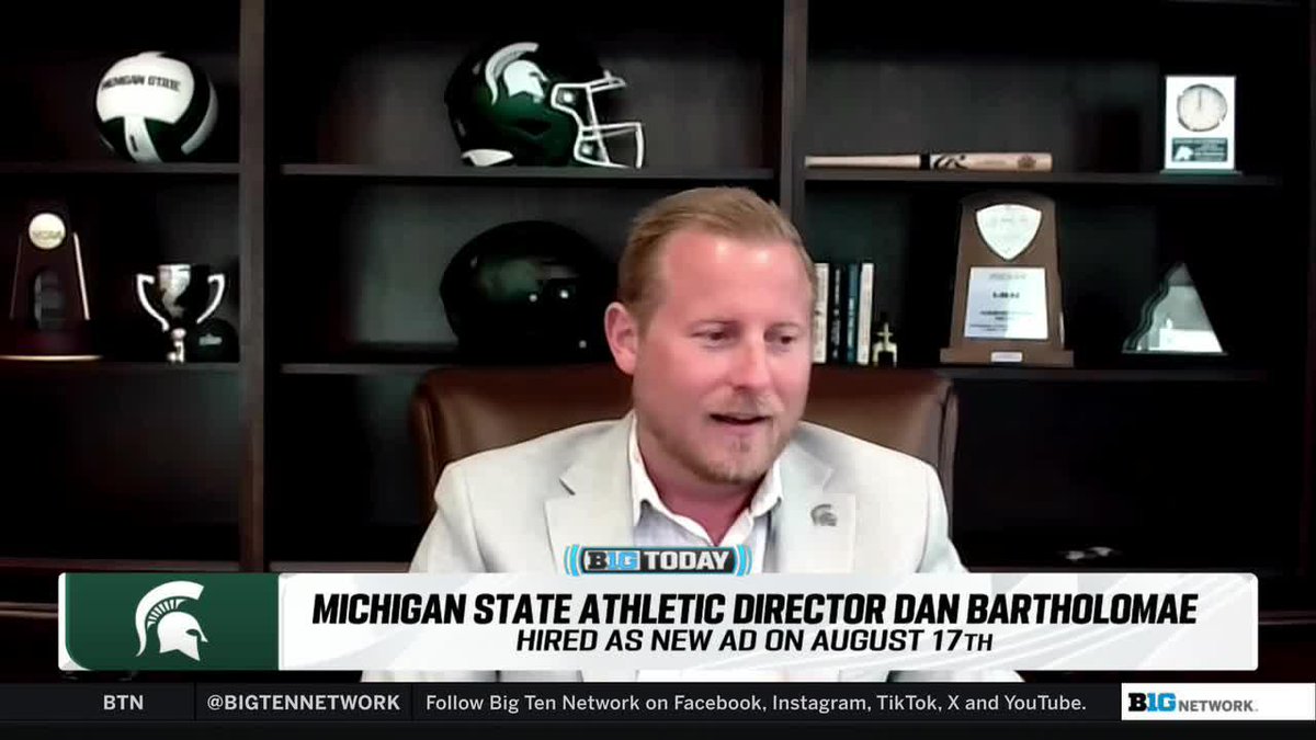 "I'm drinking through a firehose, but the water tastes really good." Hear from Dan Bartholomae on his start as Michigan State Athletics' AD 👇 #B1GToday