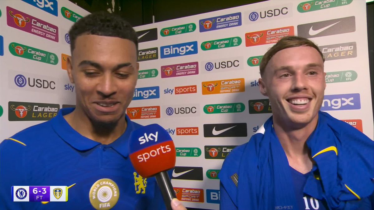 "100% I meant it!" 😅 Morgan Rogers says he is really enjoying his football after he helped Chelsea beat Leeds 6-3 in the Carabao Cup! 🔵