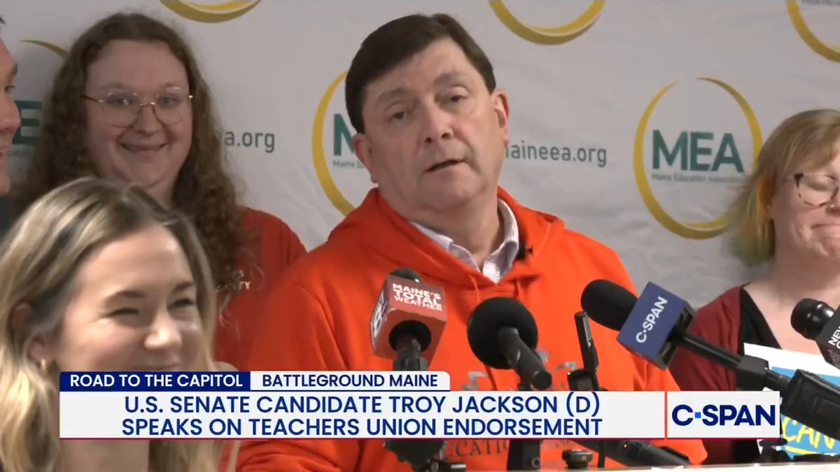 U.S. Sen. candidate Troy Jackson (D-ME) responds to C-SPAN's question on Sen. Susan Collins (R-ME) tariff exemptions: "What about everything else? Are the tariffs still on? What has she done to stand up to get Trump to back off of parts coming in from Canada?"