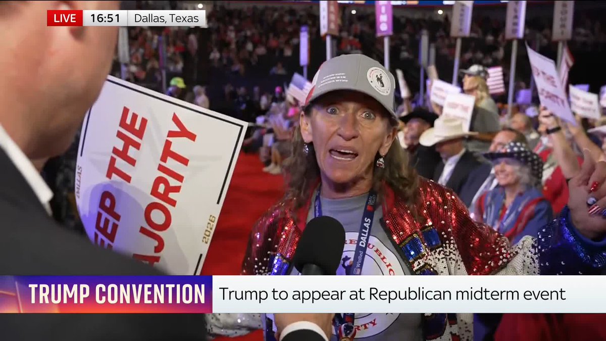 Sky's Mark Stone speaks to people at the Republican Party's first-ever national convention ahead of November's midterm elections. He asks one Trump fan what she thinks the president's three big successes are since he came into office.