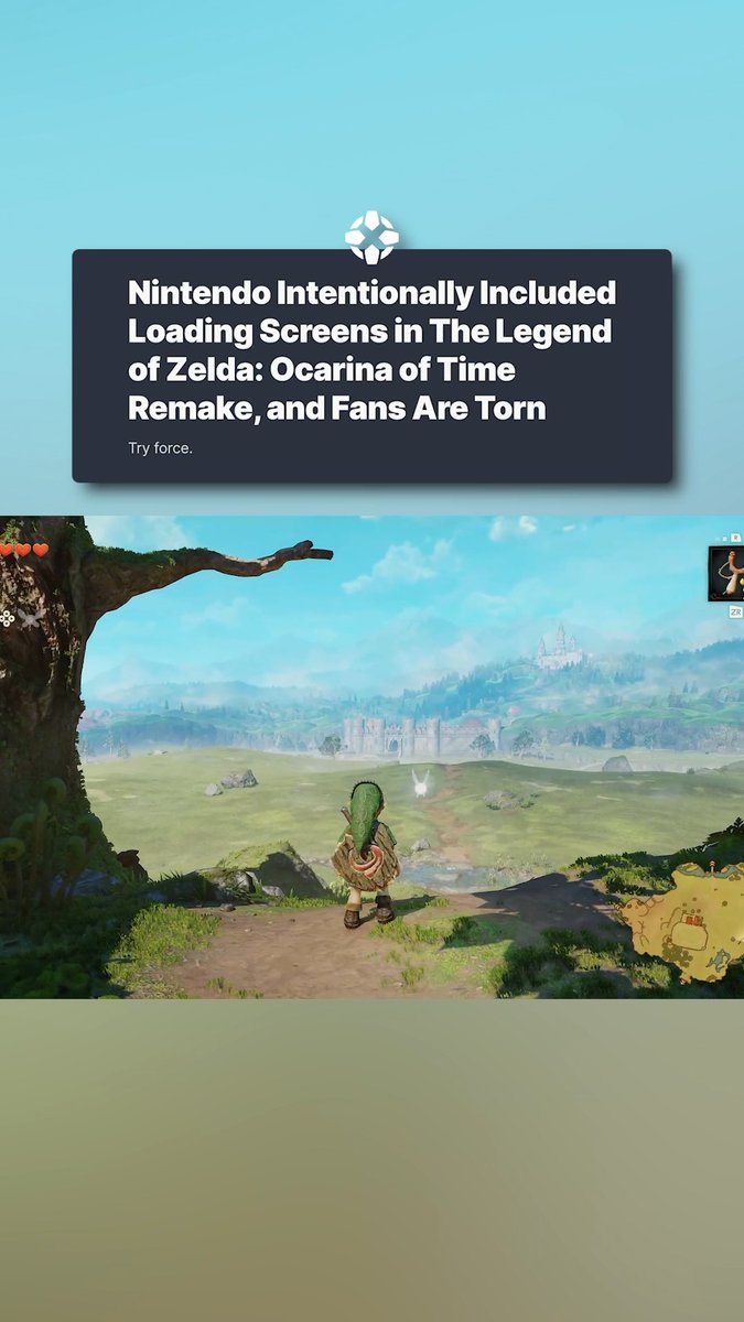 Nintendo intentionally included loading screens in The Legend of Zelda: Ocarina of Time remake to "preserve the essence of the original game."