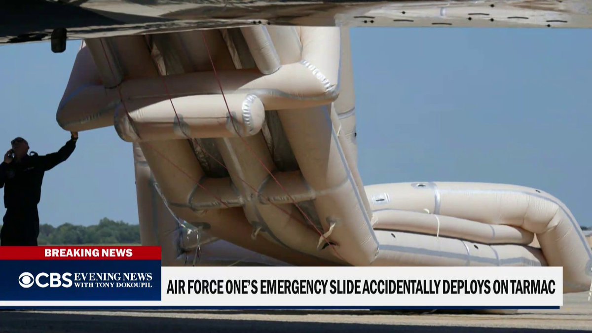 President Trump's departure to Texas on Wednesday was delayed after an inflatable emergency slide on the new Qatar-gifted Air Force One deployed on the tarmac before he boarded, prompting workers to eventually remove it. Ed O'Keefe reports.