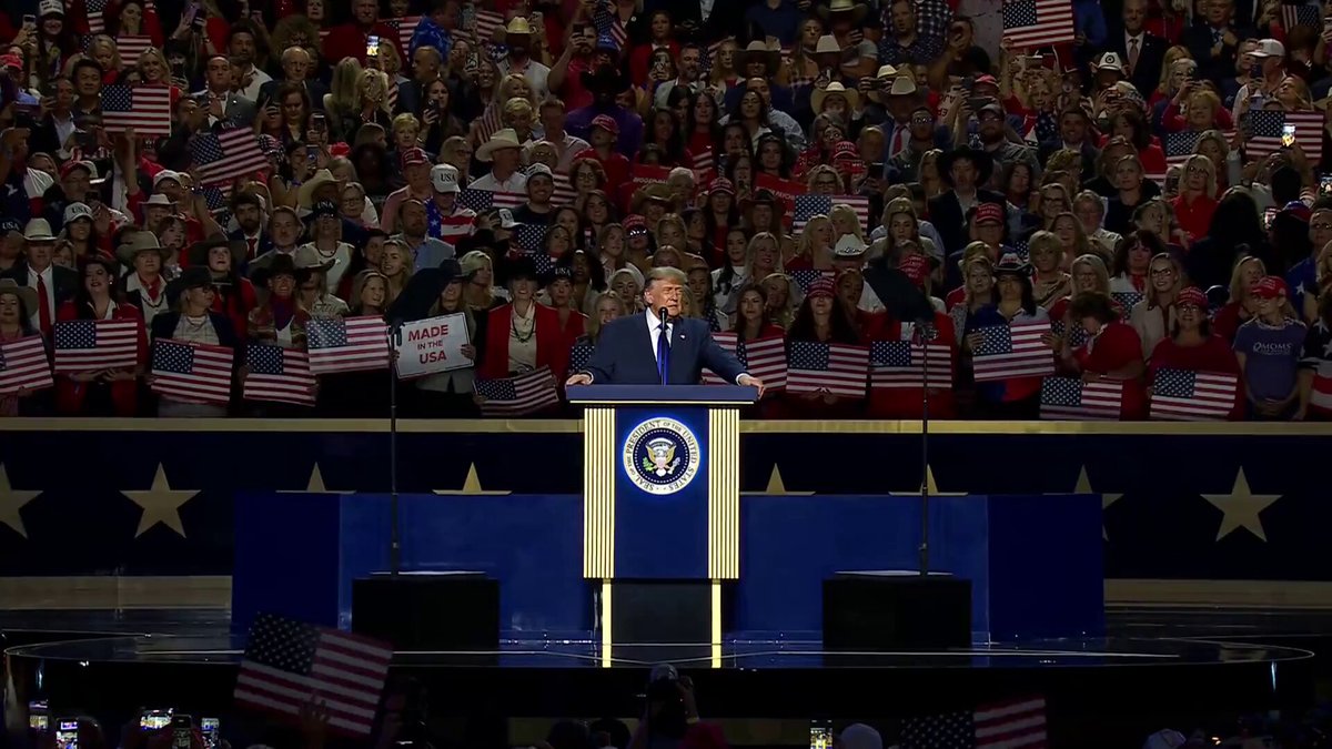 President Donald J. Trump welcomes great patriots at the FIRST EVER 2026 Republican Convention ❤️🇺🇸 "Friends, distinguished guests, Vice President Vance, and proud citizens of the United States of America: welcome to the first-ever Midterm Convention!"
