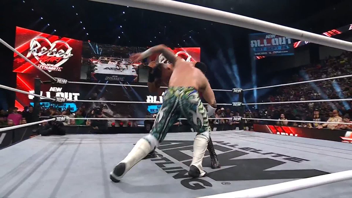 AEW World Champion Will Ospreay • ウィル・オスプレイ is victorious in this Eliminator Match, as his #AEWAllOut opponent Jon Moxley watches on! Watch Rebel Heart #AEWDynamite LIVE on TBS &amp; HBO Max