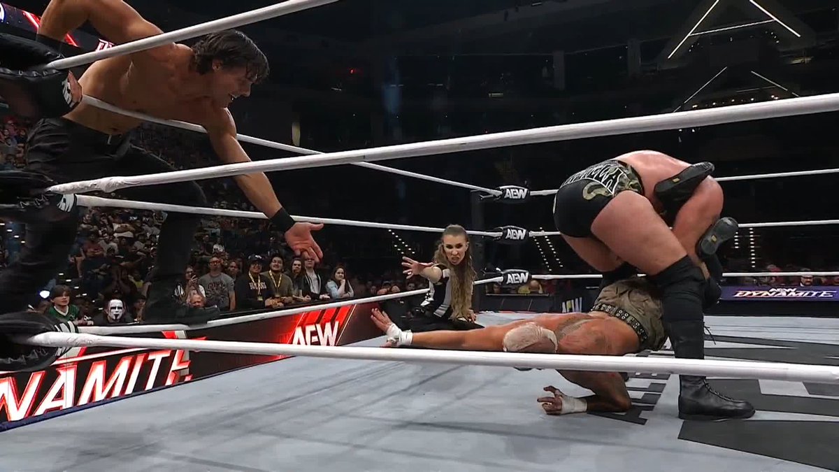 .DARBY ALLIN desperately trying to tag in, but dunkzilla - マーク・デイビス counters – and pays tribute to The Butcher! Watch Rebel Heart #AEWDynamite LIVE on TBS & HBO Max
