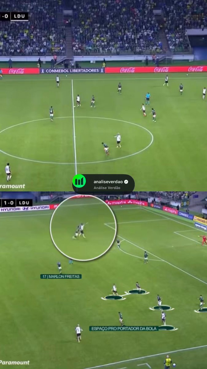 “Vocês repetem sempre a mesma coisa” Essa é a marcação individual do Palmeiras no lance em que a LDU quase empata o jogo. Um problema estrutural, repetido há anos: passiva e facilmente manipulável, permite que zagueiros sejam arrastados, abre espaços e deixa o time dependente dos duelos individuais.