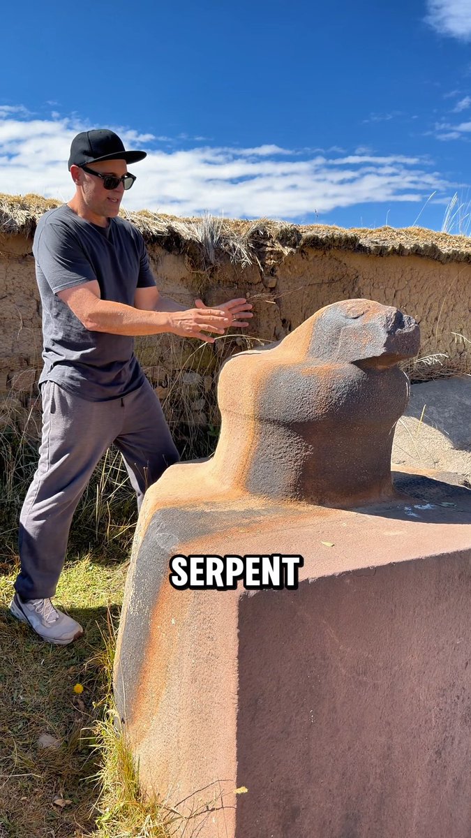 The remnants of a massive megalithic structure near the shore of Lake Titicaca in Bolivia