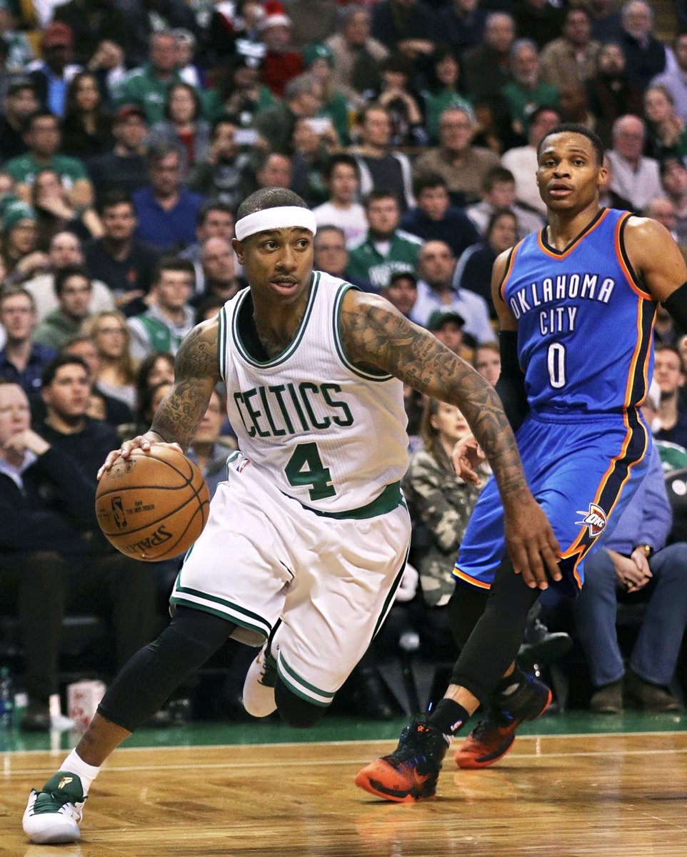 Russell Westbrook vs. Isaiah Thomas (2016) Westbrook: 45 pts, 11 ast, 11 reb, 52% fg Thomas: 34 pts, 10 ast, 1 stl, 55% fg