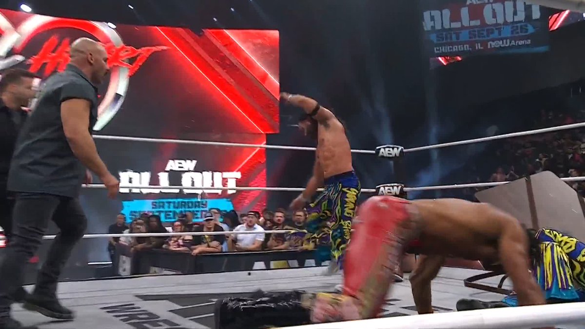 FTR were ready to deliver more damage to the Matt & Nick Jackson, but DARBY ALLIN and @StevenBorden come through for the save! Watch Rebel Heart #AEWDynamite LIVE on TBS & HBO Max
