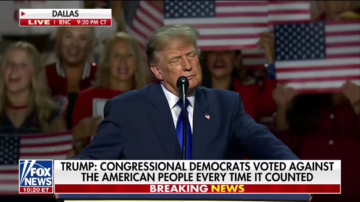 "USA! USA! USA!" The crowd ERUPTS into patriotic chants during President Trump's speech at the Republican midterm convention in Dallas.
