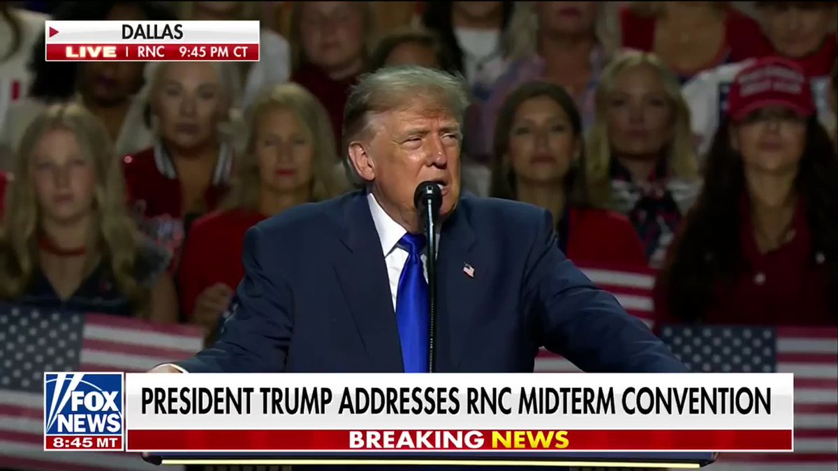 “CHARLIE! CHARLIE! CHARLIE!” The RNC Midterm Convention crowd rises for a standing ovation for Erika Kirk before breaking into chants of her late husband’s name as President Donald Trump recognizes her from the stage. “We will not let them win. And in Charlie’s honor, I just want to say we love you, Charlie,” Trump says. The tribute comes one day before the first anniversary of Charlie Kirk’s assassination at Utah Valley University.