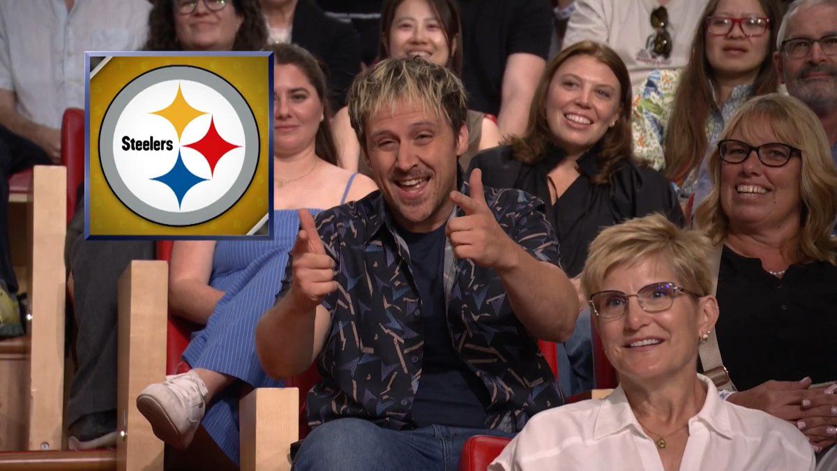 A member of the studio audience (brooks allison) helps Jimmy break down NFL team logos with a rap 🏈 #FallonTonight