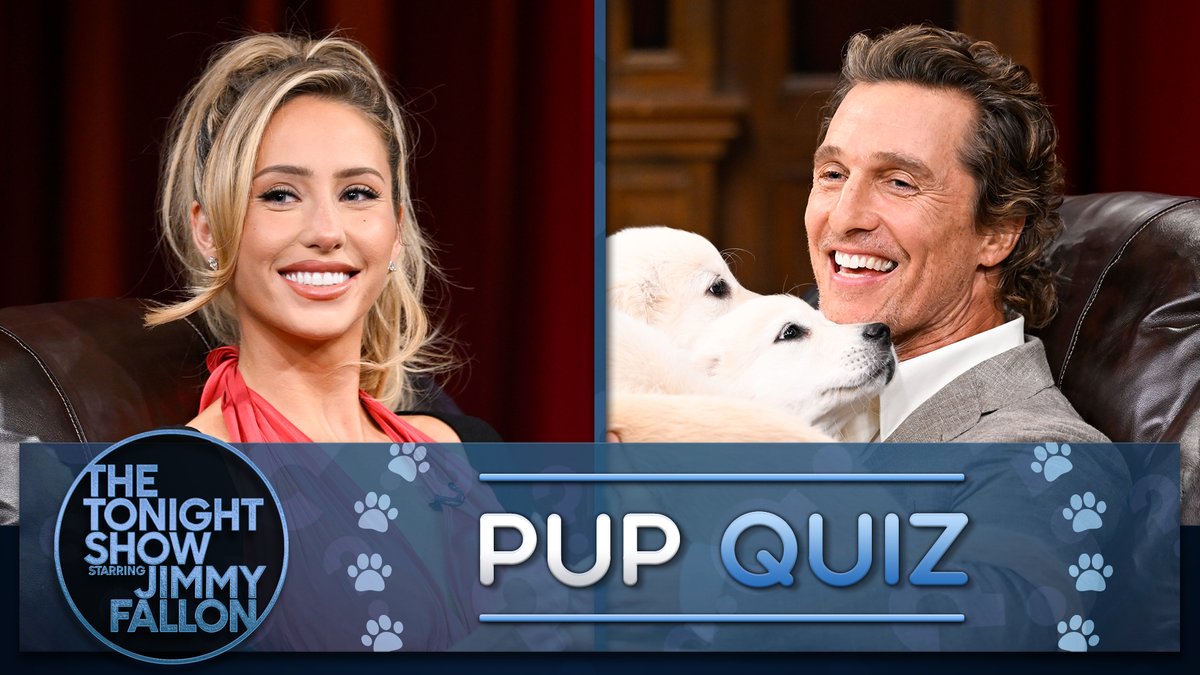 .Matthew McConaughey &amp; Alix Earle compete for puppies in Pup Quiz! 🐶 #FallonTonight