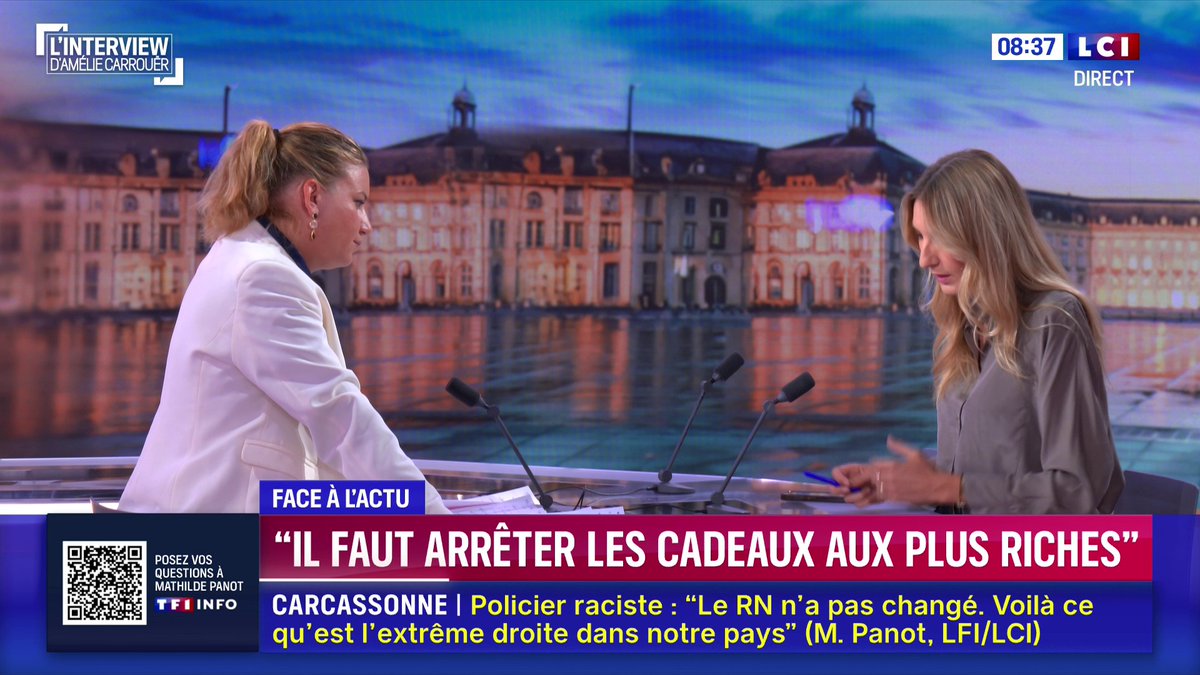 🔴 Baisse de l'indemnité des parlementaires et ministres : 🗣️ Mathilde Panot "On aurait intérêt à ce que l'indemnité des parlementaires soit liée au SMIC (...) tout cela est anecdotique." 📺 L'interview d'Amélie Carrouër | Matinale LCI