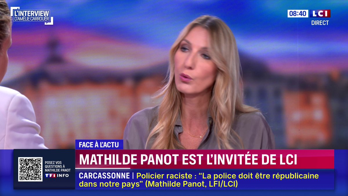 🔴 Barbara Butch : 🗣️ Mathilde Panot "Si elle est ciblée, c'est uniquement pour des positions politiques, notamment le fait d'avoir choisi d'aller jouer à l'ambassade de France à Tel-Aviv. (...) Jamais Barbara Butch n'a été ciblée parce que juive." 📺 L'interview d'Amélie Carrouër