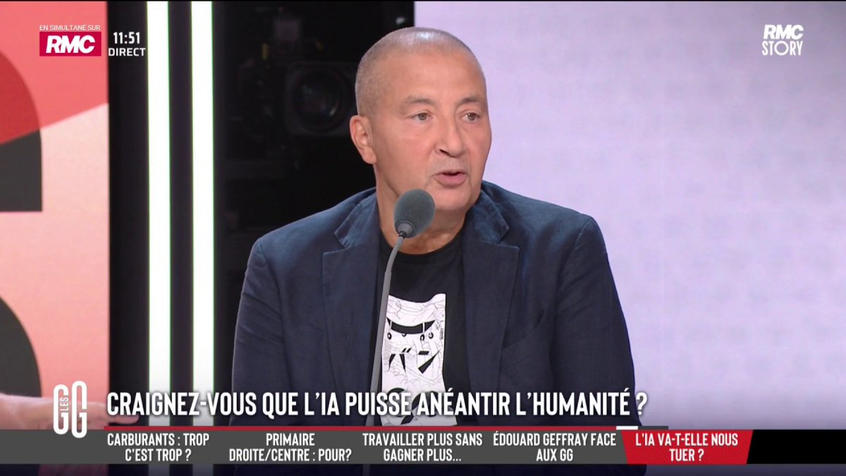 💻 Est-on en train de perdre le contrôle de l'IA? 🗣️ Mourad Boudjellal, éditeur de BD: "Aujourd'hui, les dessins sont supérieurs à ceux des plus grands dessinateurs... Je suis persuadé que demain, la justice se fera avec l'IA. Elle est dangereuse pour l'humanité." #GGRMC