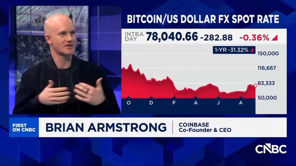JUST IN: Coinbase CEO Brian Armstrong tells CNBC the Bitcoin "bottom is in" and BTC hitting $400,000 by 2030 is a "reasonable target" 🚀
